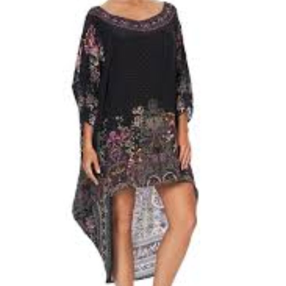 Camilla  scoop back hem Relaxed High Low dress Restless nights silk  size o/s